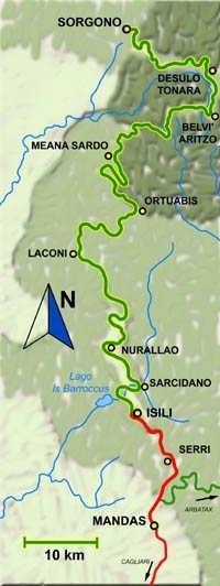 Percorso da Mandas a Laconi - STS Ogliastra 